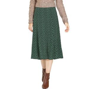 Women's Floral Midi Skirt Peasant Elastic Waist A-Line Ditsy Leave Print Green